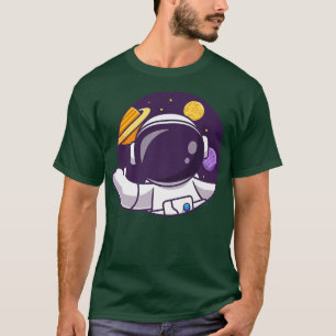 Cute Astronaut Wave Hand Space Hål säger Hellow P T Shirt