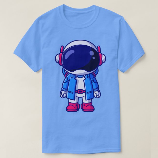 Cute Astronaut Wearing Kostym Tecknad T Shirt (Design framsida)