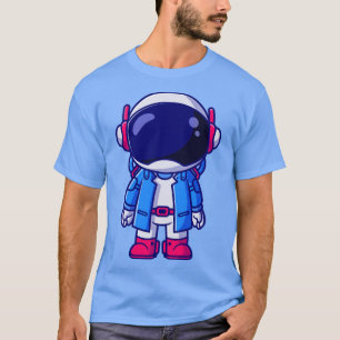 Cute Astronaut Wearing Kostym Tecknad T Shirt