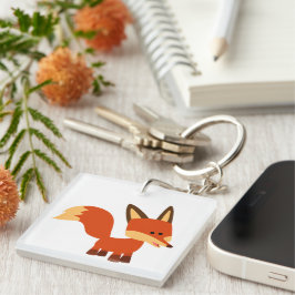 Cute Astute Tecknad Fox Acrylic Keychain