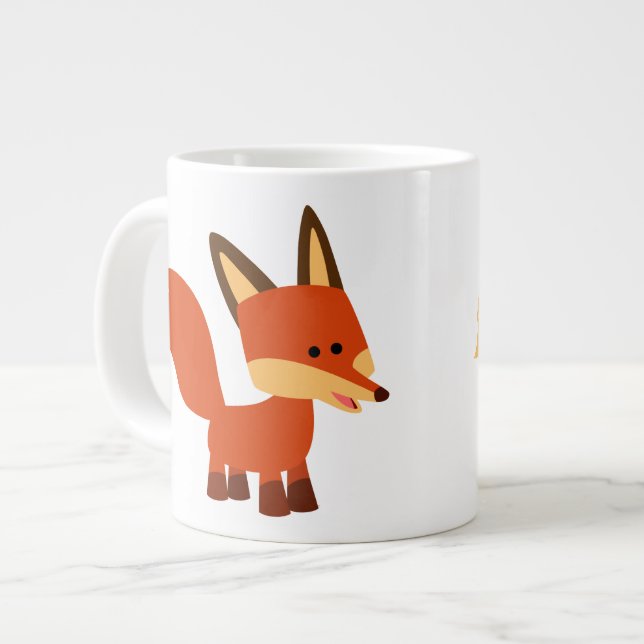 Cute Astute Tecknad Fox Jumbo Mugg (Framsida vänster)