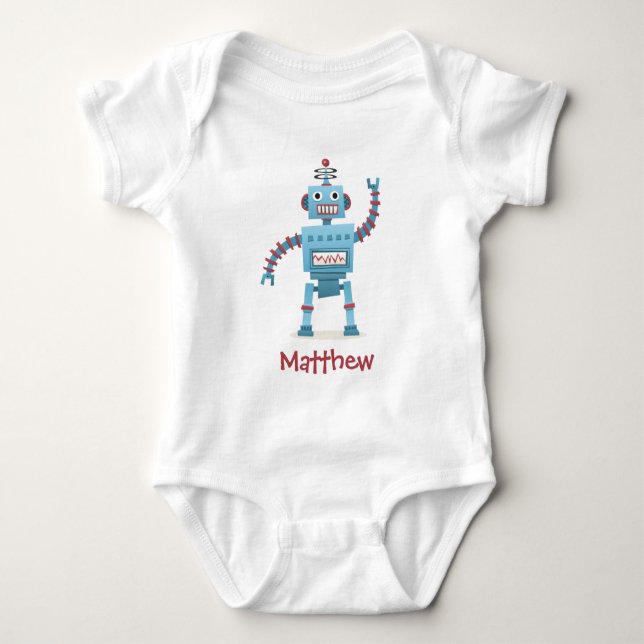 Cute-återrobot, tecknad personlig baby tee shirt (Framsida)