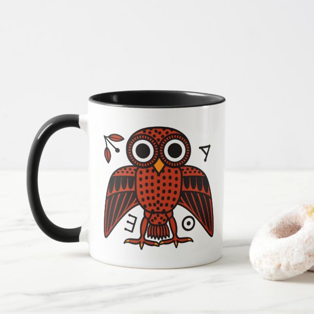 Cute Athenian Uggla från antikens Grekland Mugg (Med munk)