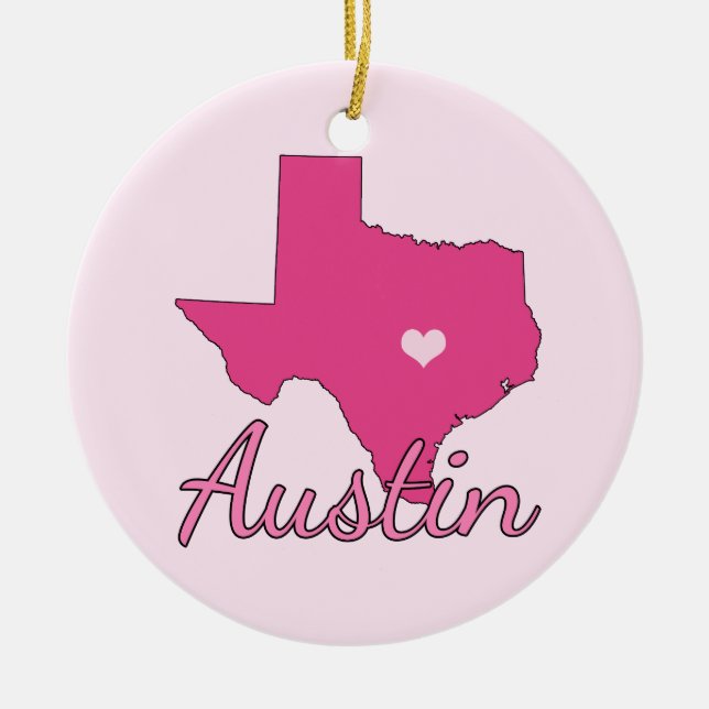 Cute Austin Texas Girl Rosa Julgransprydnad Keramik (Framsidan)