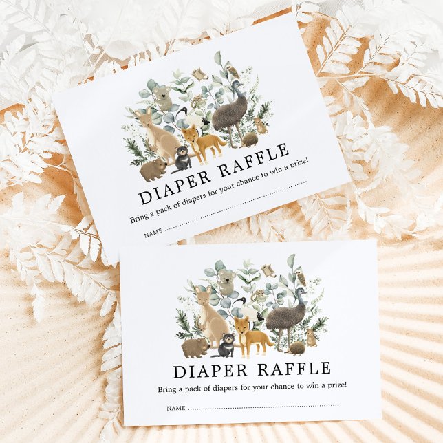 Cute Australian Animals Eucalyptus Diaper Raffle Tilläggskort (Skapare uppladdad)