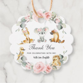 Cute Australian Animals Rosa Blommigt Greenery Gåvor Etiketter
