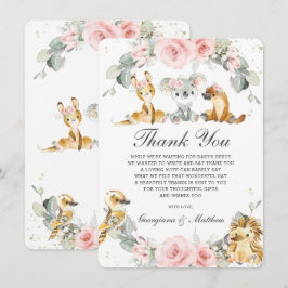 Cute Australian Animals Rosa Blommigt Greenery Tack Kort
