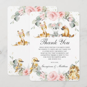 Cute Australian Animals Rosa Blommigt Greenery Tack Kort