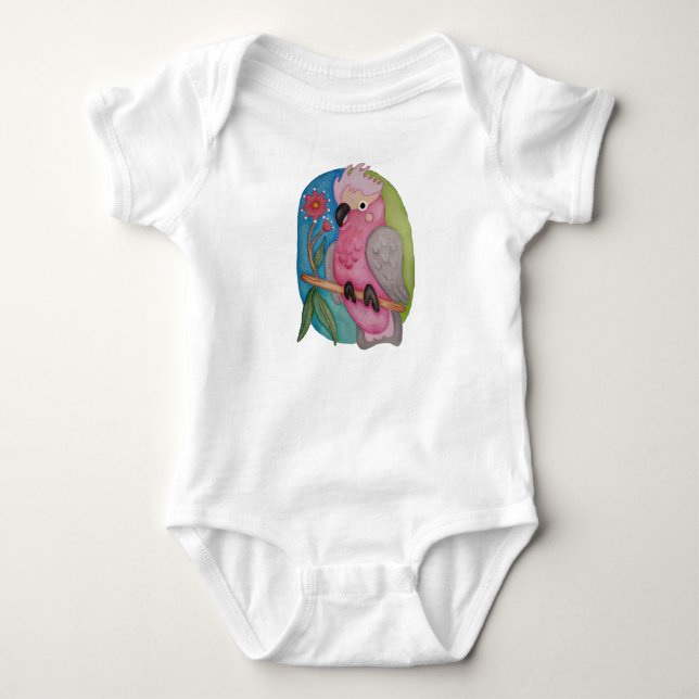 Cute Australian baby animal Galah on baby romper T Shirt (Framsida)