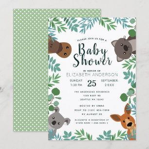 Cute Australian Critters Baby Shower-inbjudan Inbjudningar