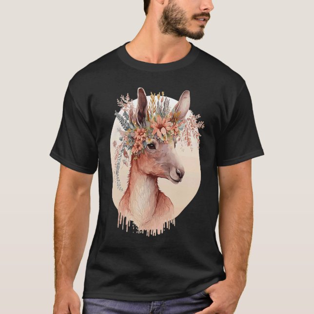Cute Australian Kangaroo Flower Crown Animal T Shirt (Framsida)