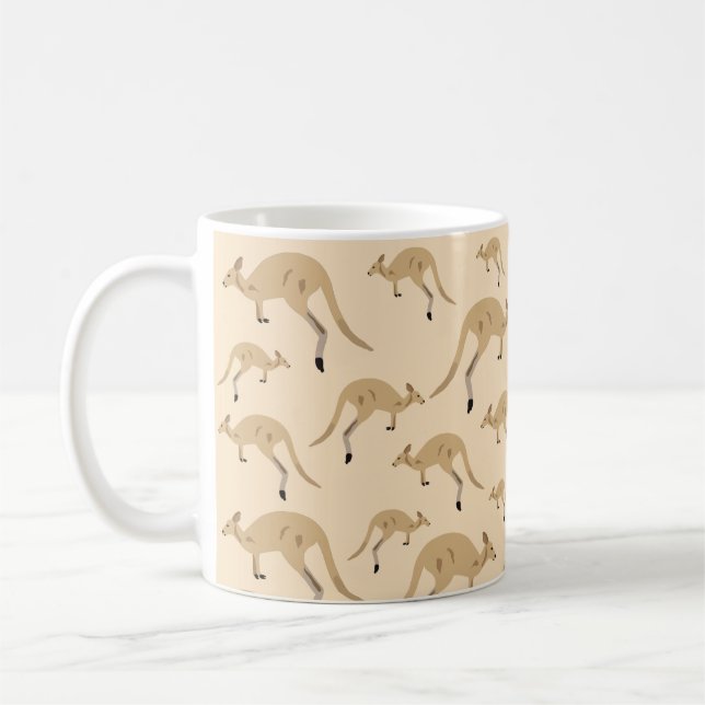 Cute Australian Kangaroo Mönster Kaffemugg (Vänster)