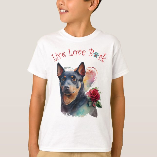 Cute Australian Kelpie Hund Blommigt T Shirt (Framsida)
