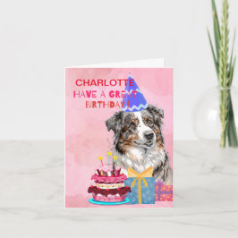 Cute Australian shepherd med kummelfödelsedag Kort