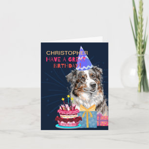 Cute Australian shepherd med kummelfödelsedag Kort