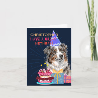 Cute Australian shepherd med kummelfödelsedag Kort