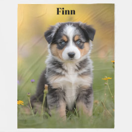 Cute Australian shepherd Personlig Fleecefilt