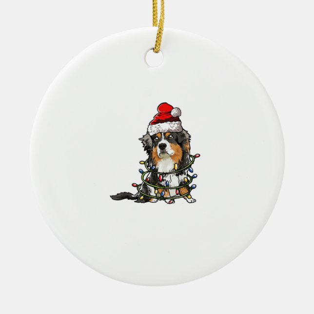 Cute Australian shepherd Santa Julgran Ligh Julgransprydnad Keramik (Framsidan)
