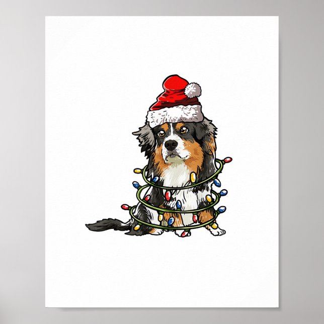 Cute Australian shepherd Santa Julgran Ligh Poster (Framsidan)