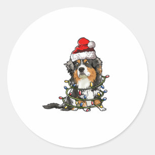 Cute Australian shepherd Santa Julgran Ligh Runt Klistermärke