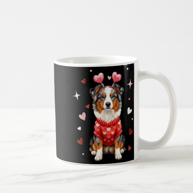 Cute Australian Shepherd Valentine Heart Valentine Kaffemugg (Höger)