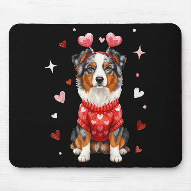 Cute Australian Shepherd Valentine Heart Valentine Musmatta (Framsidan)