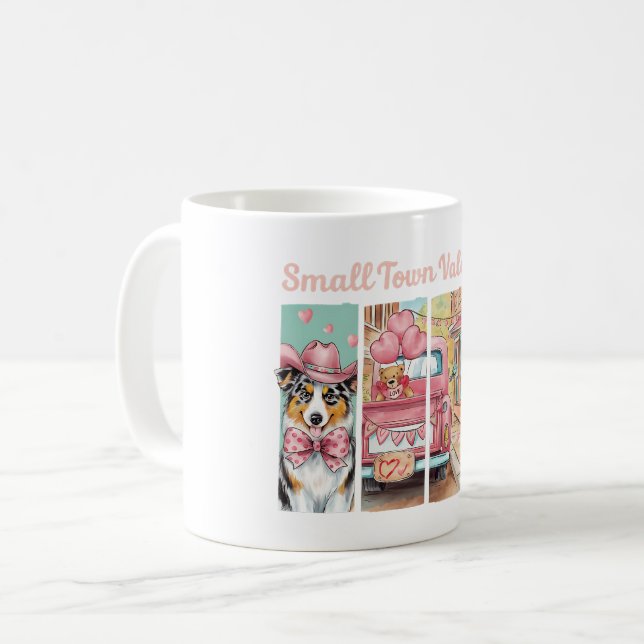 Cute Australian shepherd Westerna hjärtans ikon Kaffemugg (Framsida vänster)