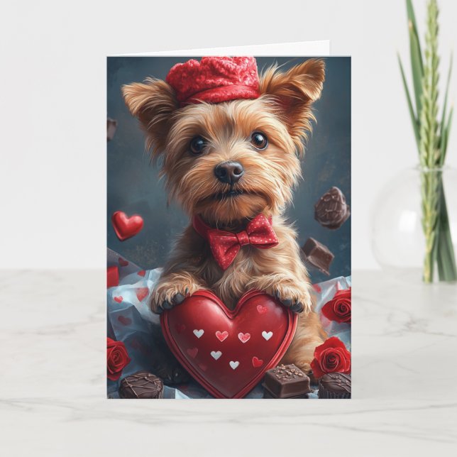 Cute Australian Terrier Valentine Day Kort (Framsida)