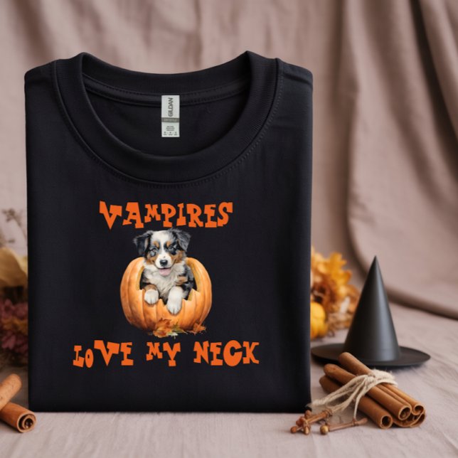 Cute australisk shepher halloween orange ironisk t shirt (Skapare uppladdad)