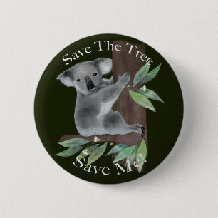 Cute australiska träd huggande koala knapp