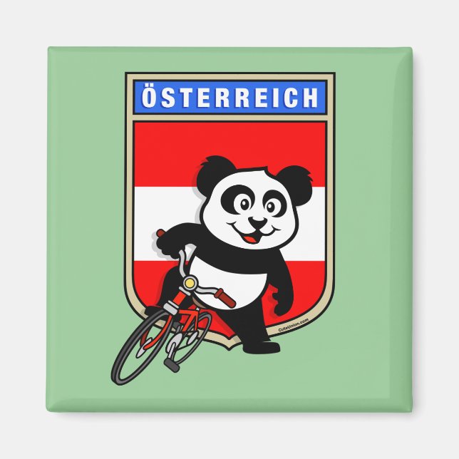Cute Austria Cycling Panda Magnet (Framsidan)
