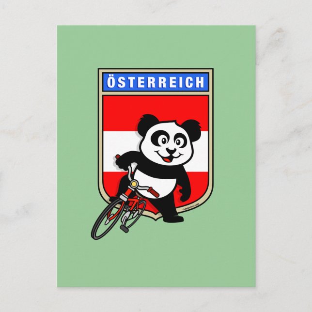 Cute Austria Cycling Panda Vykort (Framsida)
