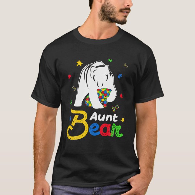 Cute Autism Awareness Aunt Bear Family Autistic T Shirt (Framsida)