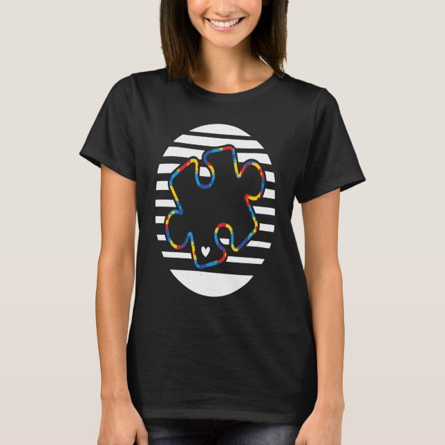 Cute Autism Awareness Day Puzzles 70s T Shirt (Framsida)