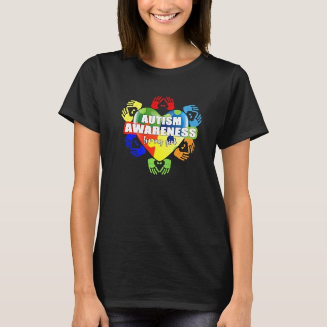 Cute Autism Awareness för min flickAutism Mamma Pa T Shirt (Framsida)