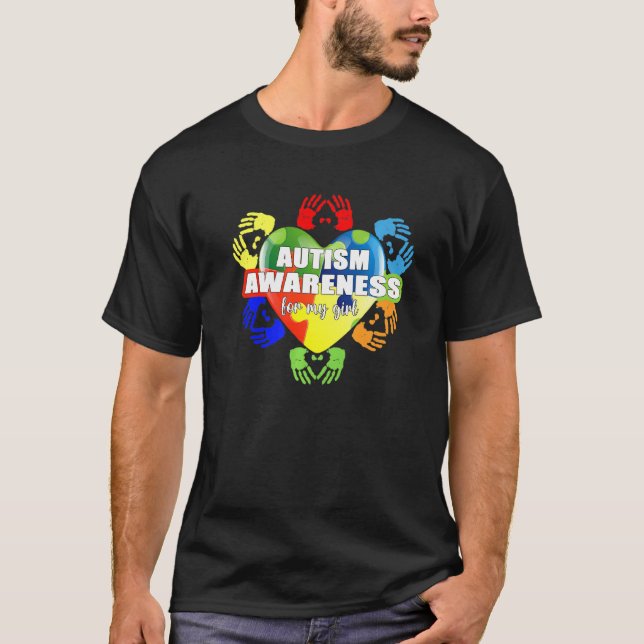 Cute Autism Awareness för min flickAutism Mamma Pa T Shirt (Framsida)