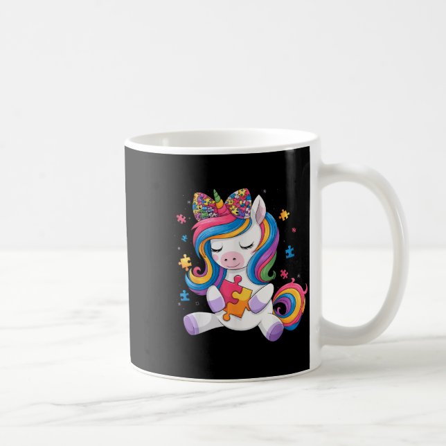 Cute Autism Awareness Toddler Girl Bow Unicorn Puz Kaffemugg (Höger)