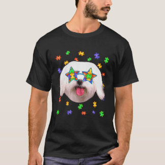 Cute Autism Maltese Hund Puzzle Sunglasses Pet Own T Shirt