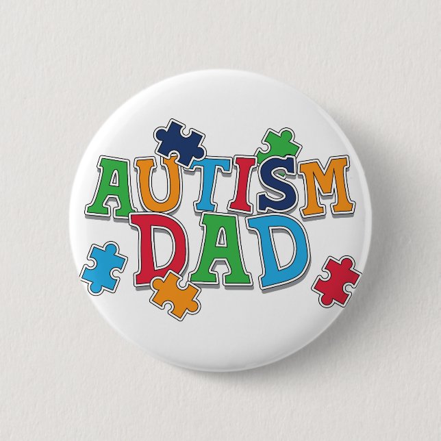 Cute Autism Pappa Autistic Awareness Knapp (Framsida)
