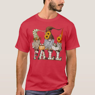 Cute Autumn 3 Gnomes Fall Coffee Pumpkins Thanksgi T Shirt