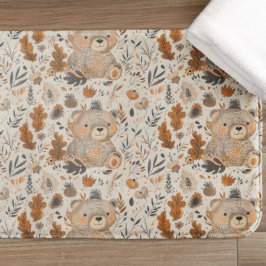 Cute Autumn Bear & Woodland Foliage Mönster Badrumsmatta