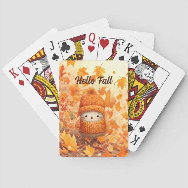 Cute Autumn Bird Dsed for Fall Casinokort (Baksidan)