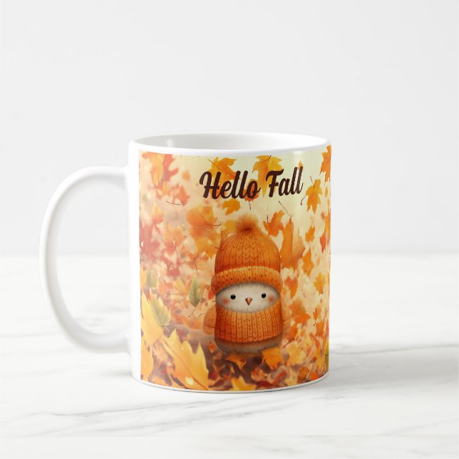 Cute Autumn Bird Dsed for Fall Kaffemugg (Vänster)