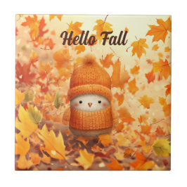 Cute Autumn Bird Dsed for Fall Kakelplatta