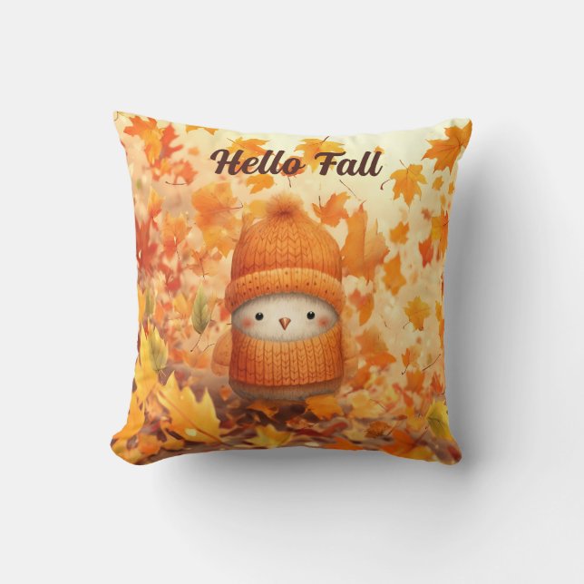 Cute Autumn Bird Dsed for Fall Kudde (Framsida)