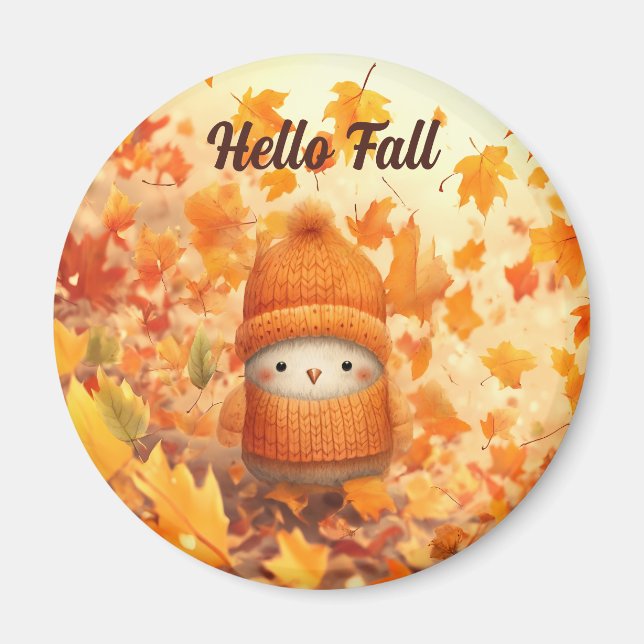 Cute Autumn Bird Dsed for Fall Magnet (Framsidan)
