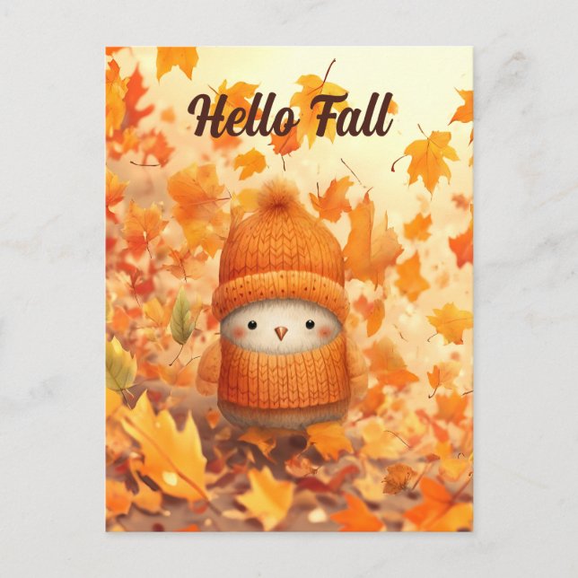 Cute Autumn Bird Dsed for Fall Vykort (Framsida)