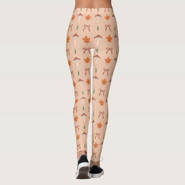 Cute Autumn Bow Mönster Leggings (Baksida)