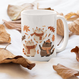 Cute Autumn Cats Mug Cozy Gift Idea Kaffemugg
