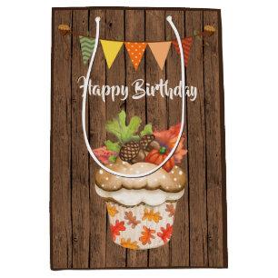 Cute Autumn Cuptårta och Bunting Fall Birthday